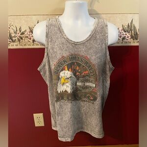 Harley-Davidson Gray Tank with Eagle and Flame Graphic